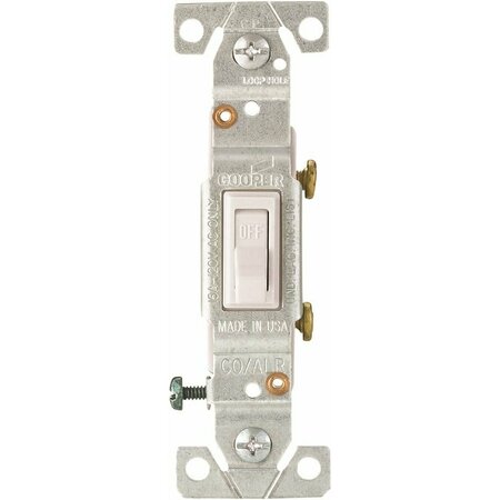 EATON WIRING DEVICES Switch Toggle Copal 1P 15A Wht 5221-7W-BU